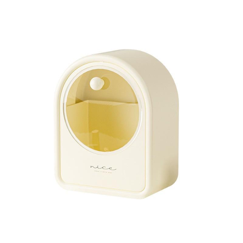 

Wall Mounted Makeup Cotton Holder With Flip Lid Makeup Removal Cotton Storage Box Cotton Swab Organizer Box жёлтый