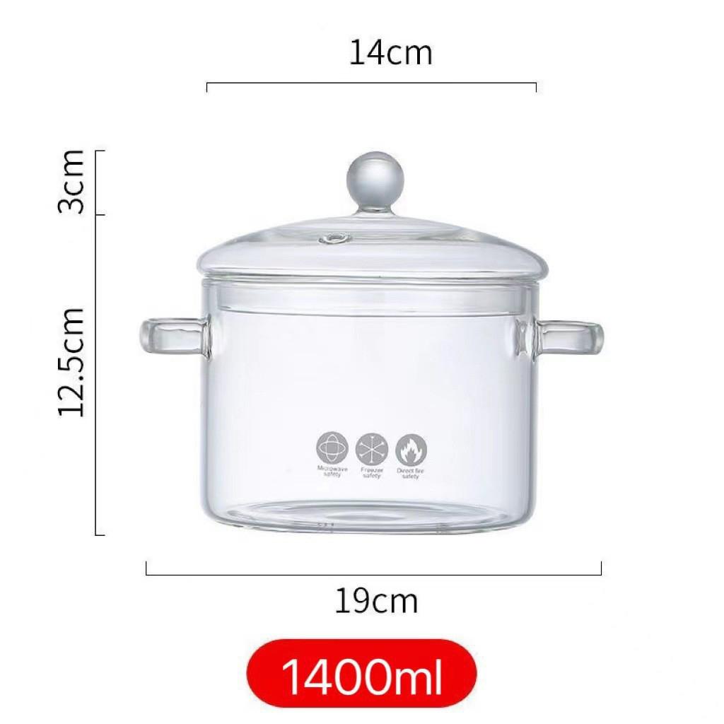 Thickened Borosilicate Heat Resistant Glass Pot Electric Stove Open Flame Cooking Dual Handle Health Glass Pot For Soup Noodles