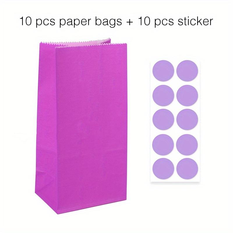 10 Pcs Colorful Solid Stripe and Polka Dot Stand-Up Bags with Stickers - 18x9x6cm Favor Gift Packing Treat Bags for Wedding