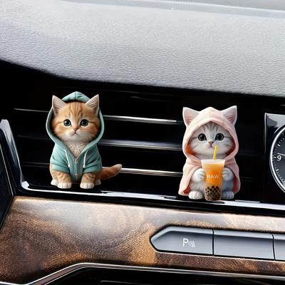 1pcs 2d Cute Cat Acrylic Car Air Freshener Set - Long-Lasting Scented Aromatherapy for Vehicle Interiors