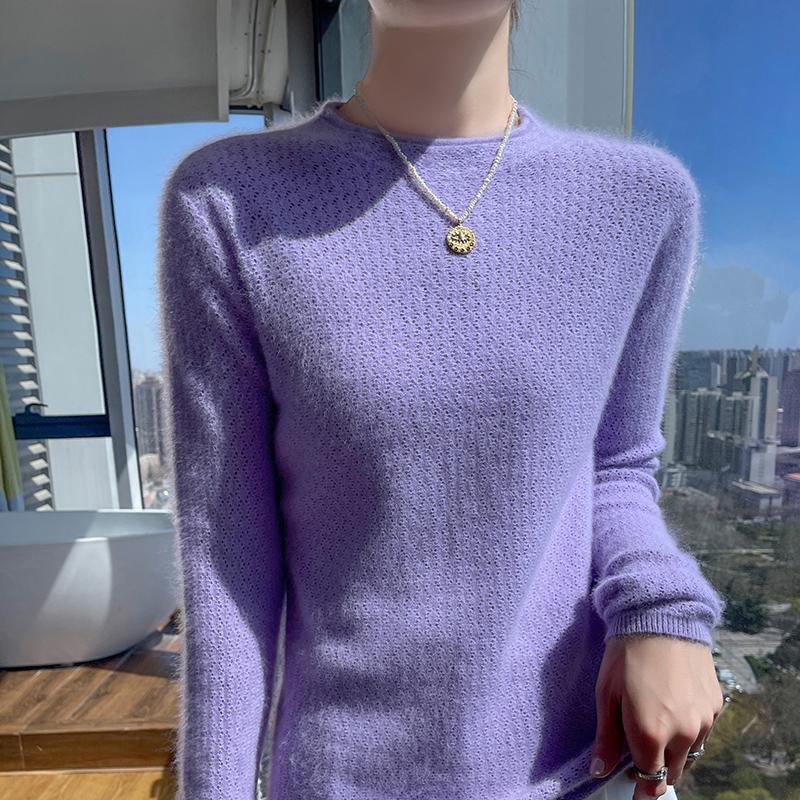 Damen Kaschmirpullover Qinghe Kaschmir 30% Kaschmir 30% Nerz 30% Wolle 10% Nylon Dicker Kaschmirpullover für Damen im Herbst und Winter, weich und warm