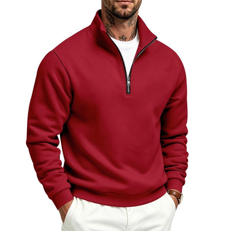 Men's Half-Zip Stand Collar Fleece Lined Sweatshirt.
