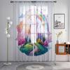 2 Stück HD Digital Pinke Prinzessin Regenbogen Schloss Gedruckte Fensterblende Heimdekorationsstil Dekoration Wohnzimmer Schlafzimmer Stange