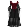 Halloween Women Adult Lacing Dress Medieval Witch Cosplay Costume Party Elegant