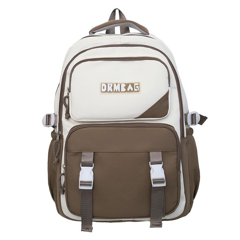 New contrasting color schoolbag, junior high school backpack, trendy casual class, versatile college student, high school student backpack