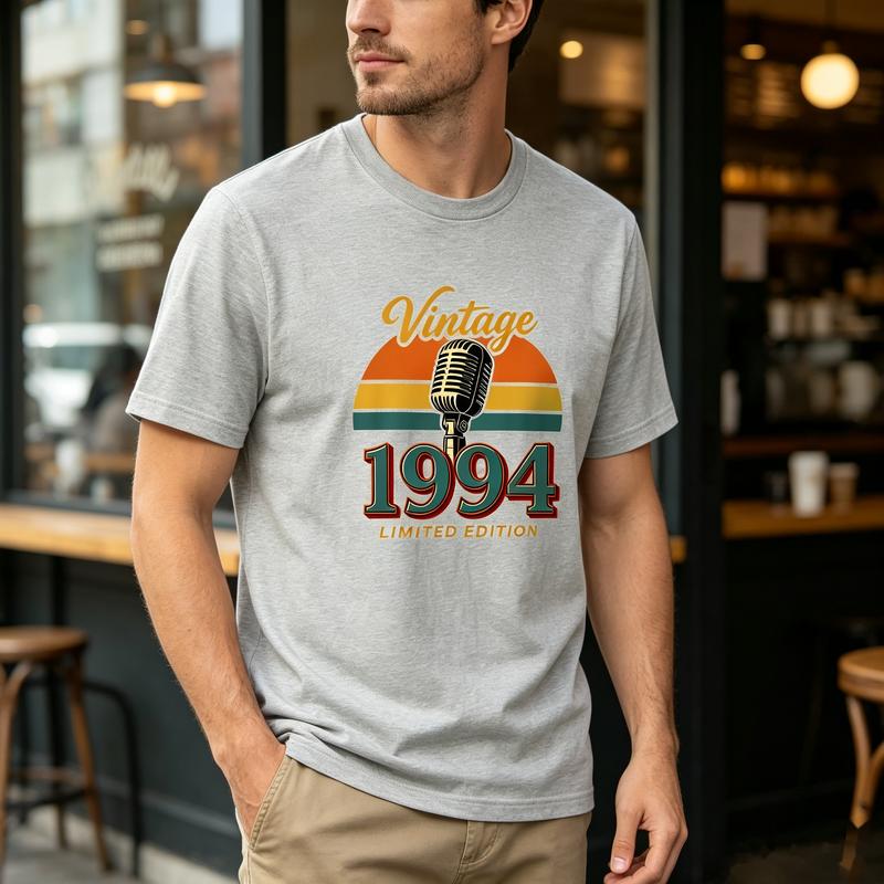 Vintage 1994 TShirt Retro Mic Graphic Tee Limited Edition Casual Cotton Shirt Music Lover Birthday Gift Streetwear Top
