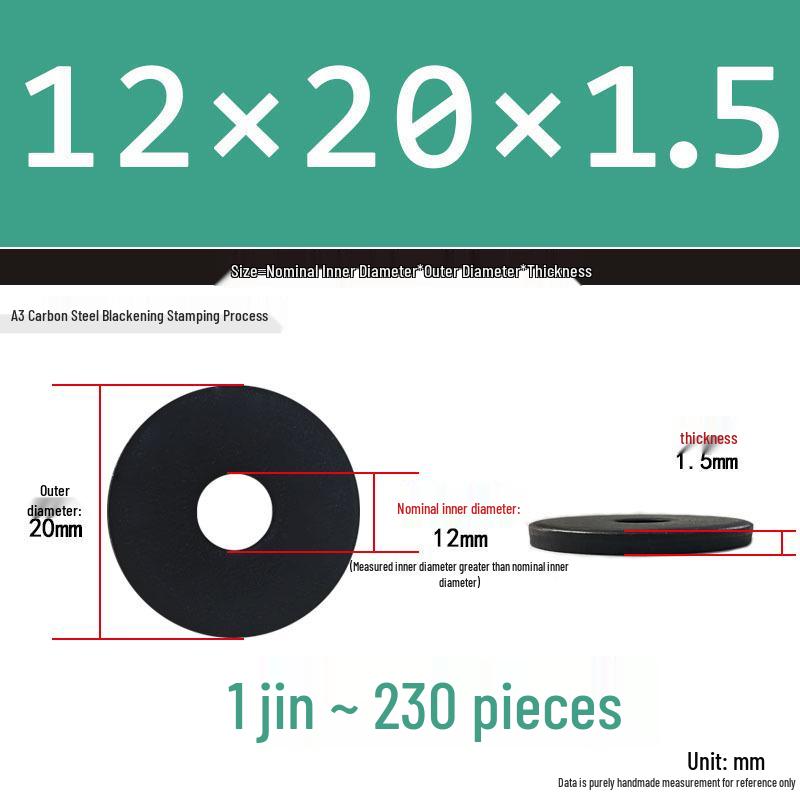 Black Oversized Thickened Round Metal Flat Washer Spacer for Home Use