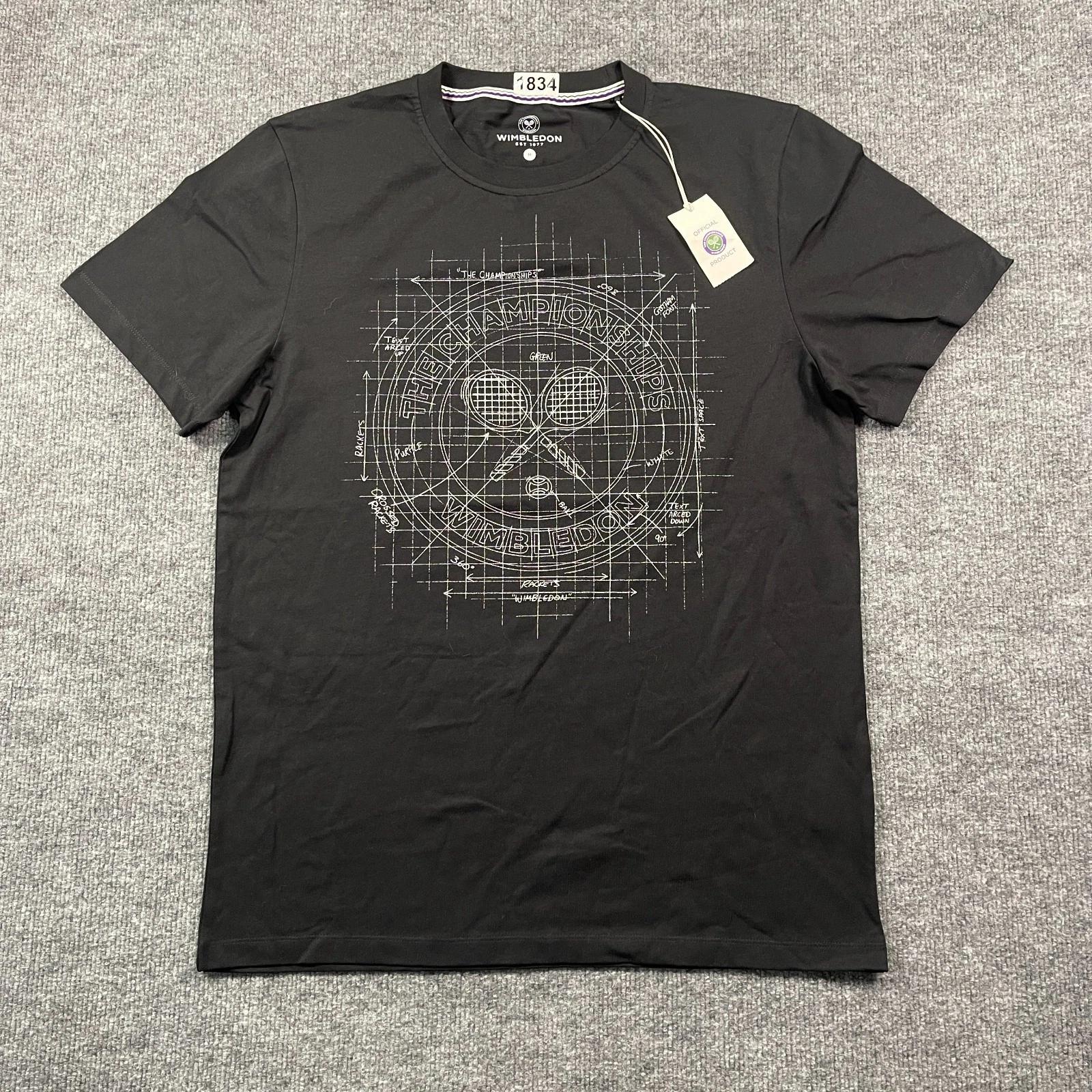 NWT Wimbledon Championships Tennis Racket Shirt Medium 20x28 Black S