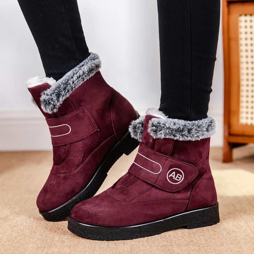 Snow Boots for Women Suede Winter Ankle Boots Woman Plus Size 43 Warm Thick Plush Cotton Shoes