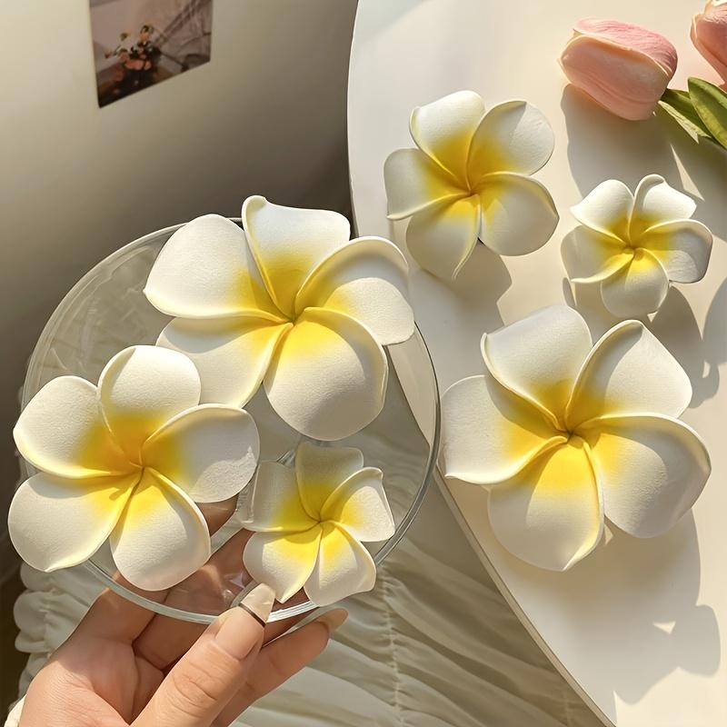 Ambiel Charm Women's Plumeria Flower Hair Clips Hawaiian Flower Clips Frangipani Artificial Clips