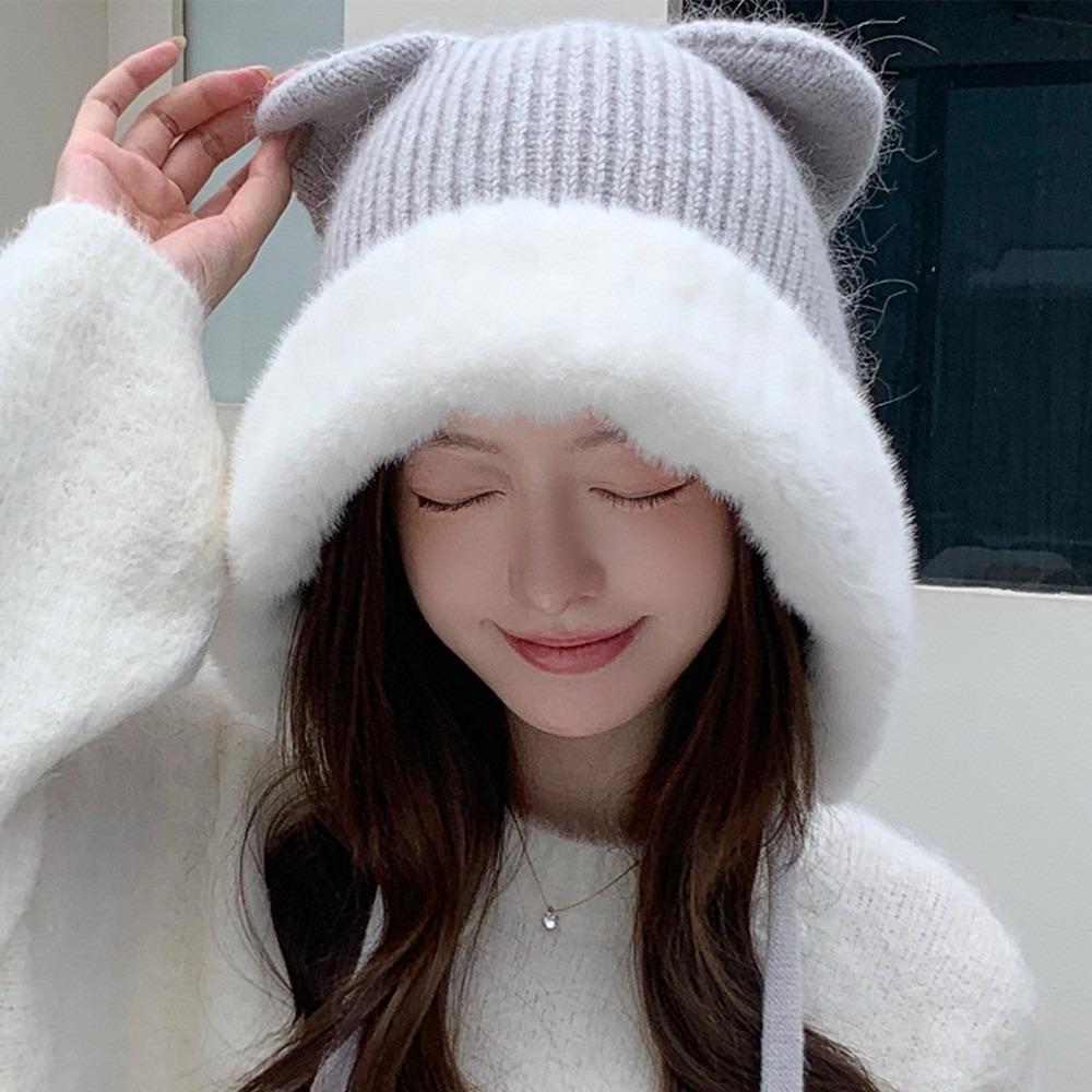 Thick Warm Plush Ear Flap Hat Polyester Winter Warm Hat Thick Cold Proof Hat  Outdoor Use