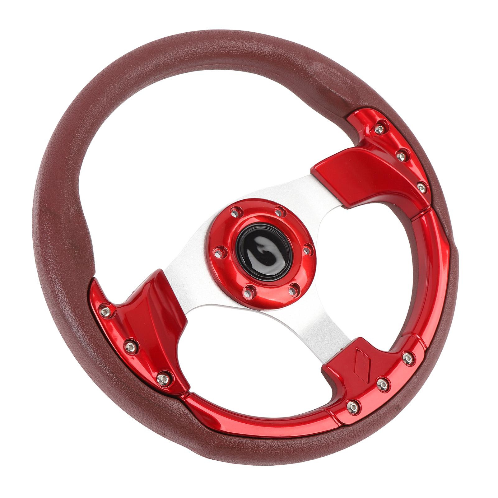 

13in Universal Racing Steering Wheel Shockproof PU Leather Sport Style Steering Wheel for Vehicle with 6 Hole Hub красный