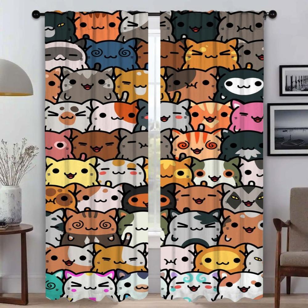

Cute Illustration Curtains for Bedroom Blackout Curtain for Room 2 Panel Home Interior Curtains Partition Shades Living Kitchen W50xH70cmx2pcs-CL