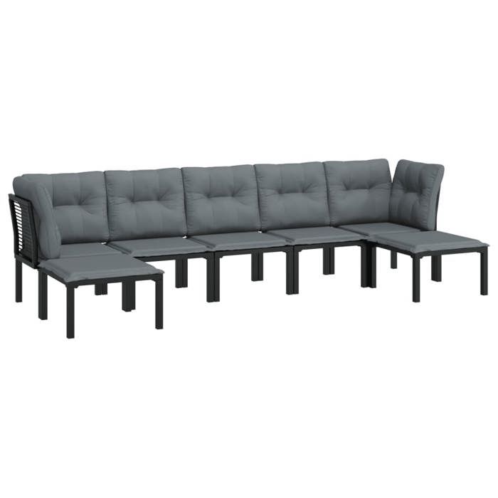 VidaXL Salon de Jardin 7 pcs, Ensemble de Meubles de Terrasse, Mobilier d'Extérieur, Chaise de Patio, Moderne, Noir et Gris 3187764