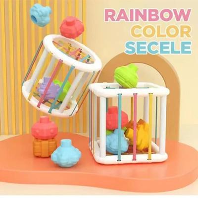 Baby Montessori Shape Blocks Sorting Game Infant Sensory Learning Toys Colorful Stack Pull Games for Toddler Early Education