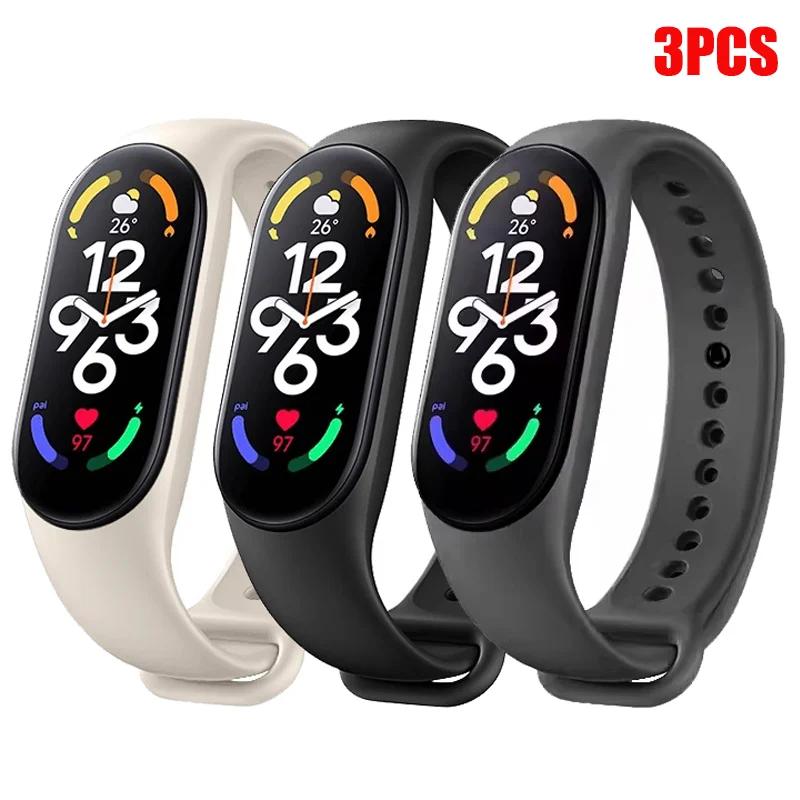 1-3Pcs Official Watchband For Mi Band 7 6 4 5 3 Bracelet Xiaomi Mi Band Strap Silicone Sport Replacement Smartwatch Accessories
