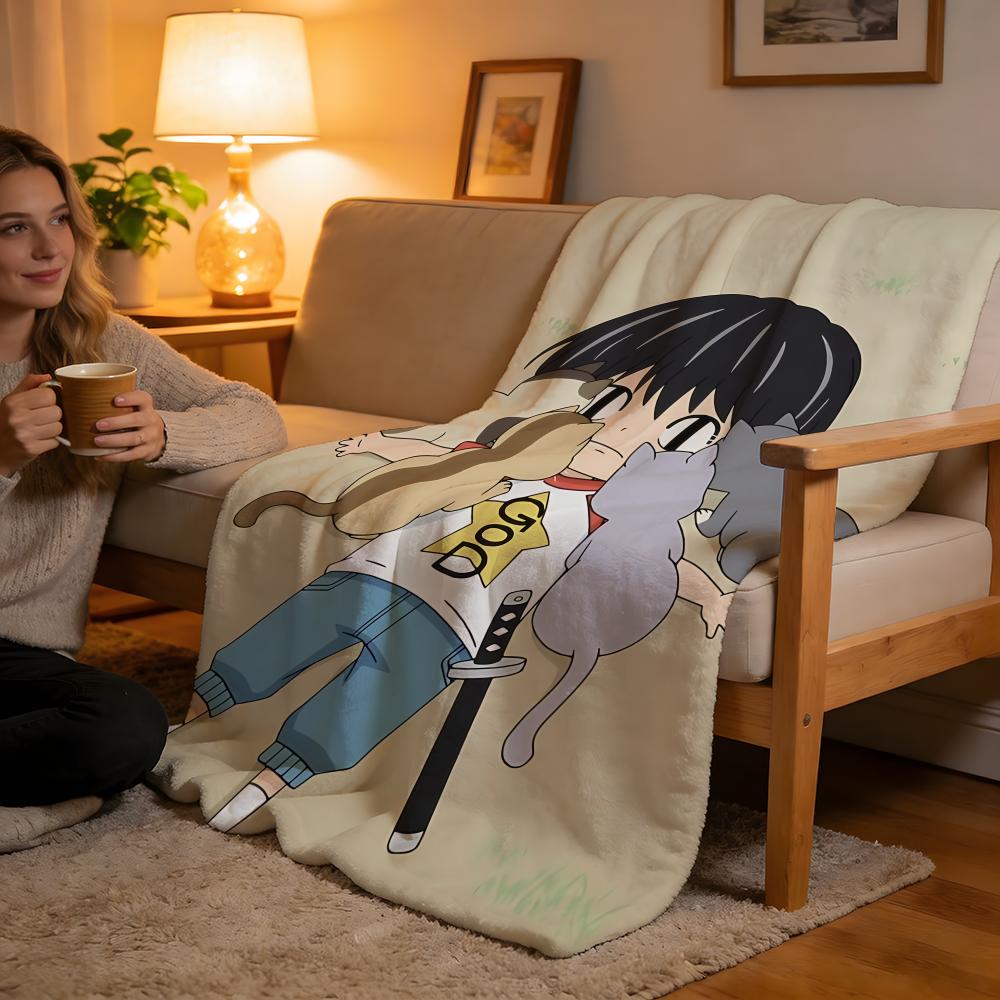 Throw High-Density Short Plush Blanket For Sofa Nap Air-Conditioned Room Soft Skin-Friendly Cute Anime K-Kotaro Lives Alone