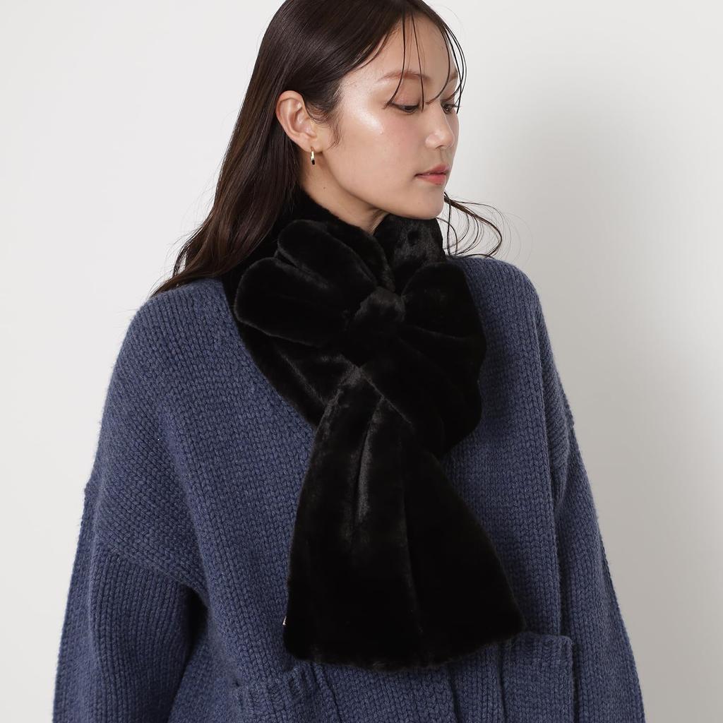 Paul Joe Moonbat ACCESSOIRES Joe Faux Fur Big Ribbon Scarf with Gift Black & (Paul & Accessories) Web-Exclusive Bag, 50079,
