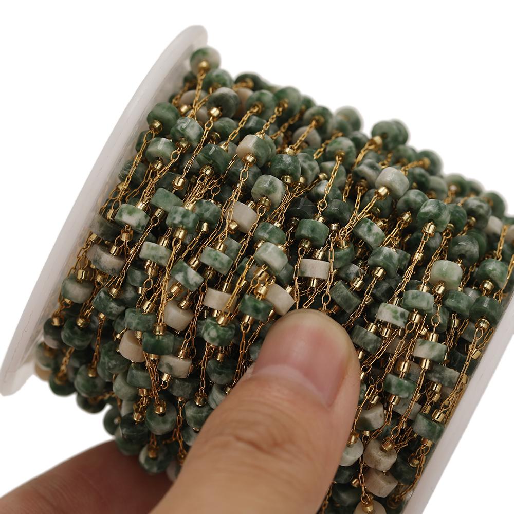 1 Meter Cylinder Natural Stone with Stainless Steel Chains for DIY Jewelry Making Necklace Findings Bracelet Components Supplies