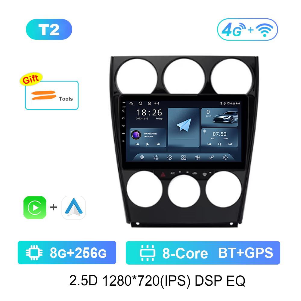 Navigație GPS pentru Mazda 6 2004 - 2015 Radio Auto Player Multimedia Sistem de Operare Android DSP Stereo WiFi Carplay Ecran QLED 4G Instrumente Auto