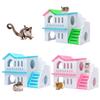 Wooden Hamster Deluxe Double Deck Villa Natural Living Hideout Hut Toy Small Animal Chew Toy for Hamster Cage