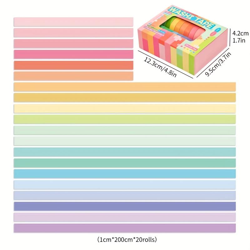 20 Rollen Macaron Unifarbene Washi Tape Set, Leicht zu Kleben & Reißen Dekoratives Klebeband für Scrapbooking & Journaling