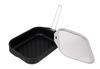 Made In Japan by: Glee-ru Grill Pan with Detachable Handle, Stainless Steel Lid and Handle, Square Shape, 3-Piece Set