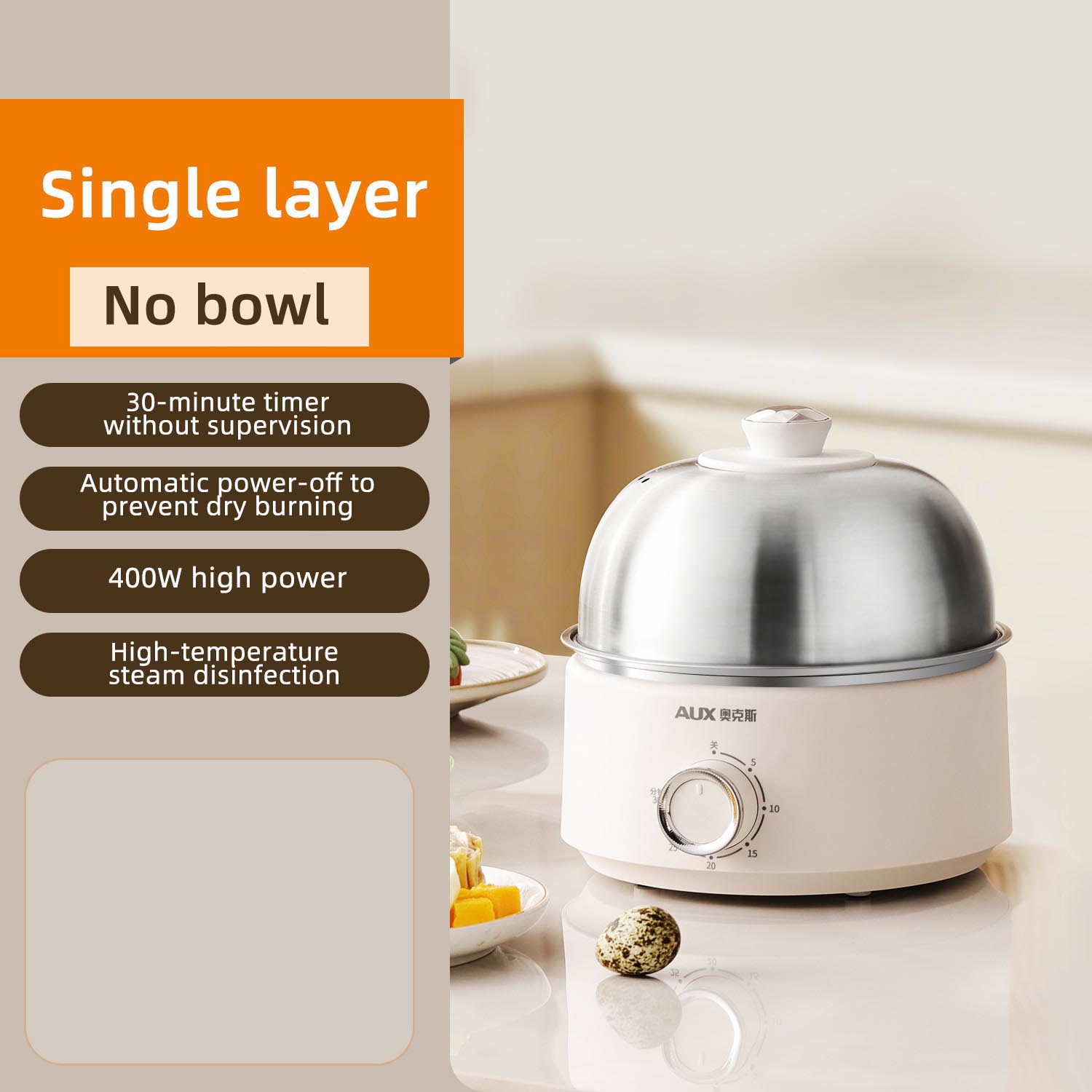 

400W Electric Boiler Breakfast Multicooker Steamer Automatic Home Egg Cooker with Timer Steaming And Custard Maker EU джунглях зеленый