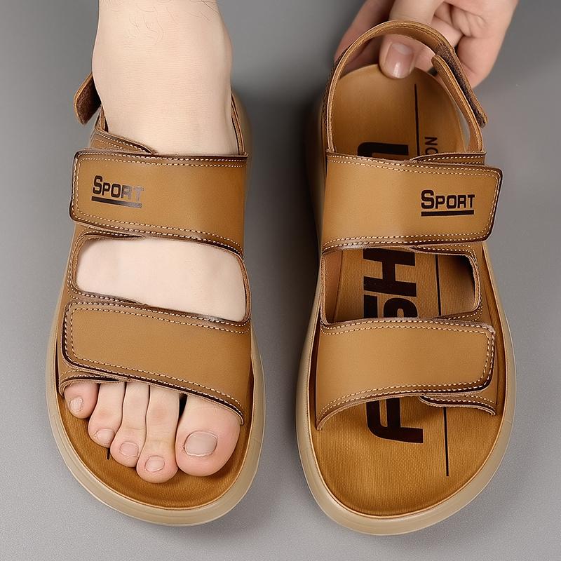 Fashion Summer Breathable Men Flat Bottomed Soft Quality Fashionable Leisure Sandals Men's Ventilation Non-slip Seaside Outdoor Sandals