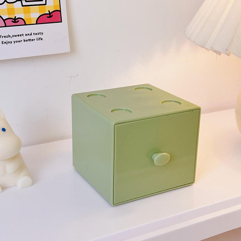 Cutie de Depozitare Pătrată Macaron pentru Birou Cutie de Depozitare Combinație Bloc de Construcție Cutie de Depozitare Cosmetice Bijuterii