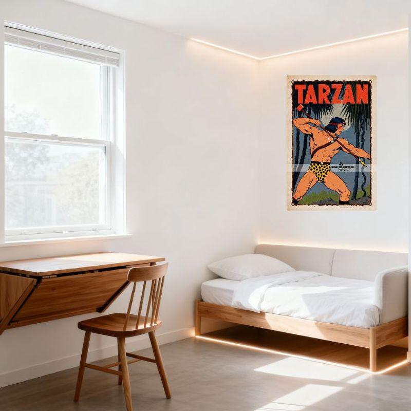 Vintage Tarzan Edgar Rice Burroughs Metal Tin Sign Jungle Adventure Spear Axe Wall Decor for Man Cave Bar Home Restaurant