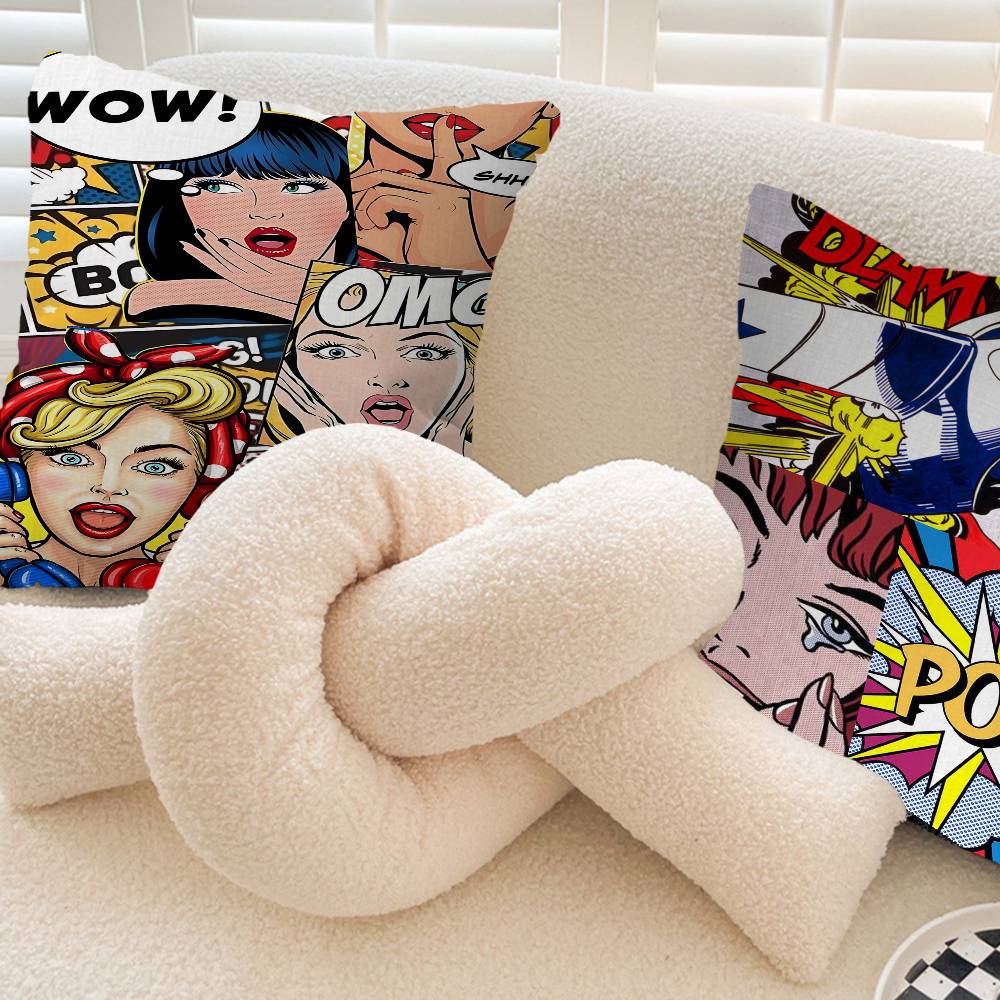 Roy L-Lichtenstein Pop Art Pillow Gift Home Office Decoration Bedroom Sofa Car Cushion Cover case 45x45
