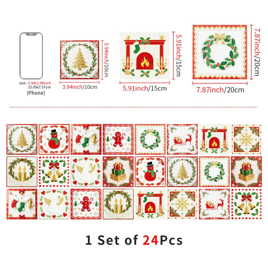 Christmas Tile Decoration Stickers Kitchen Oil-Proof Stickers Bathroom Bedroom Renovation Wall Stickers European Style Self-Adhesive Wall Paper