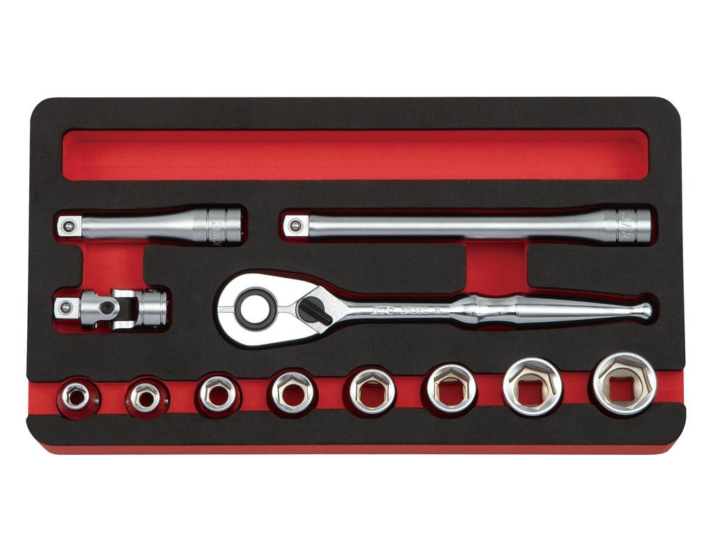 Kyoto Machine Tools Socket Wrench TB312A (KTC) 9.5 Sq. [12-piece Set] Set, Hexagonal,