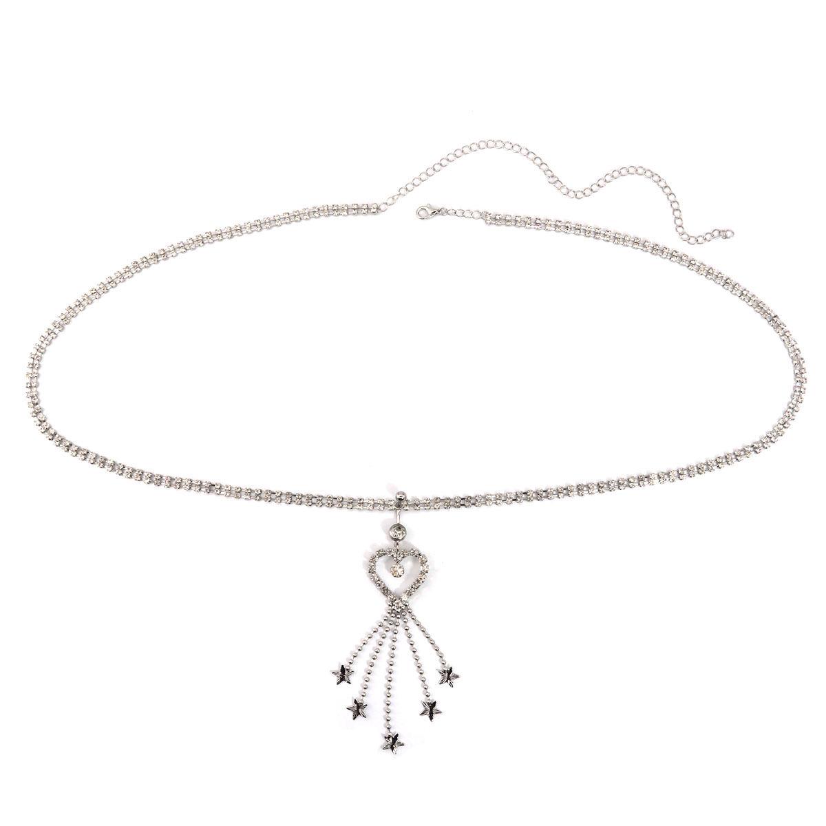 

Европейская и американская звезда с кисточками, стразы, сердце, цепочка для живота, тела, талии для женщин серебряный