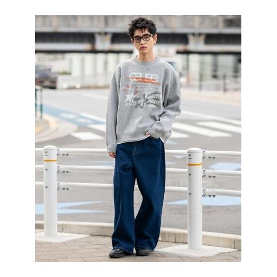 [WEGO] Unisex Spray Graphic Knit Pullover Sweater Tops Clothes BIG Big Silhouette Casual Street Korean Gift Present Spring Clothes Spring Autumn