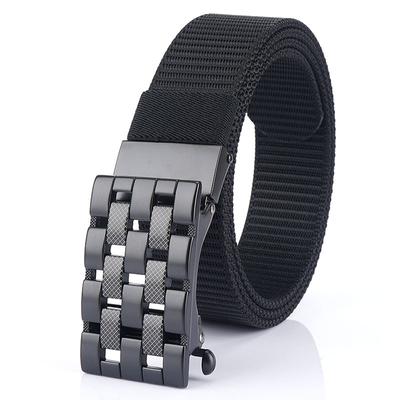 New Men'S Commuting Belt With Automatic Buckle Nylon Waistband, Outdoor Leisure Versatile Double-Layer Thick Belt