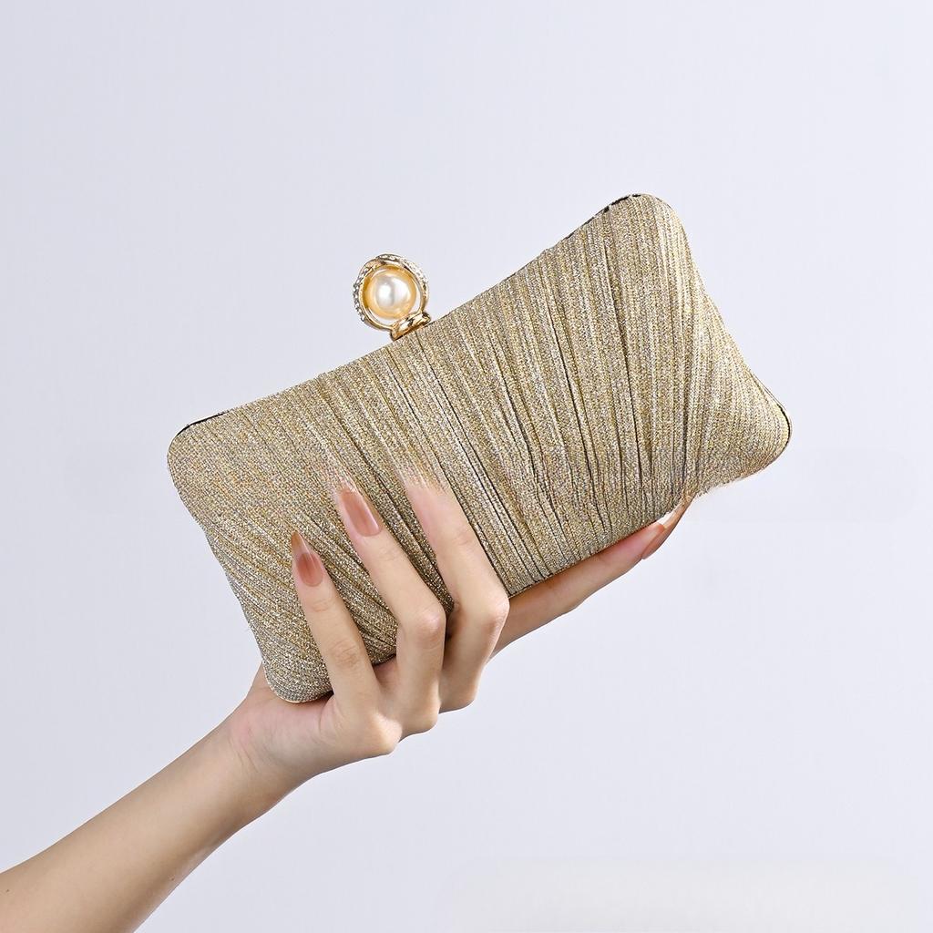 Luxury Design Women Evening Clutch Bag Shoulder Bag Party Wedding Prom Birthday Long Square Bags Pleated Elegant Handbag Purse