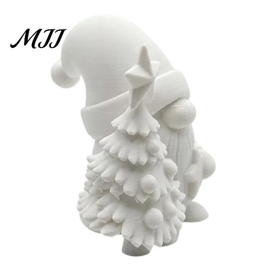 Handmade Xmas Gift Souvenirs 3D Printed Christmas Gnome Figurine, DIY Paintable Mini Hugging Small Figurines for Desktop Star & Tree, Winter