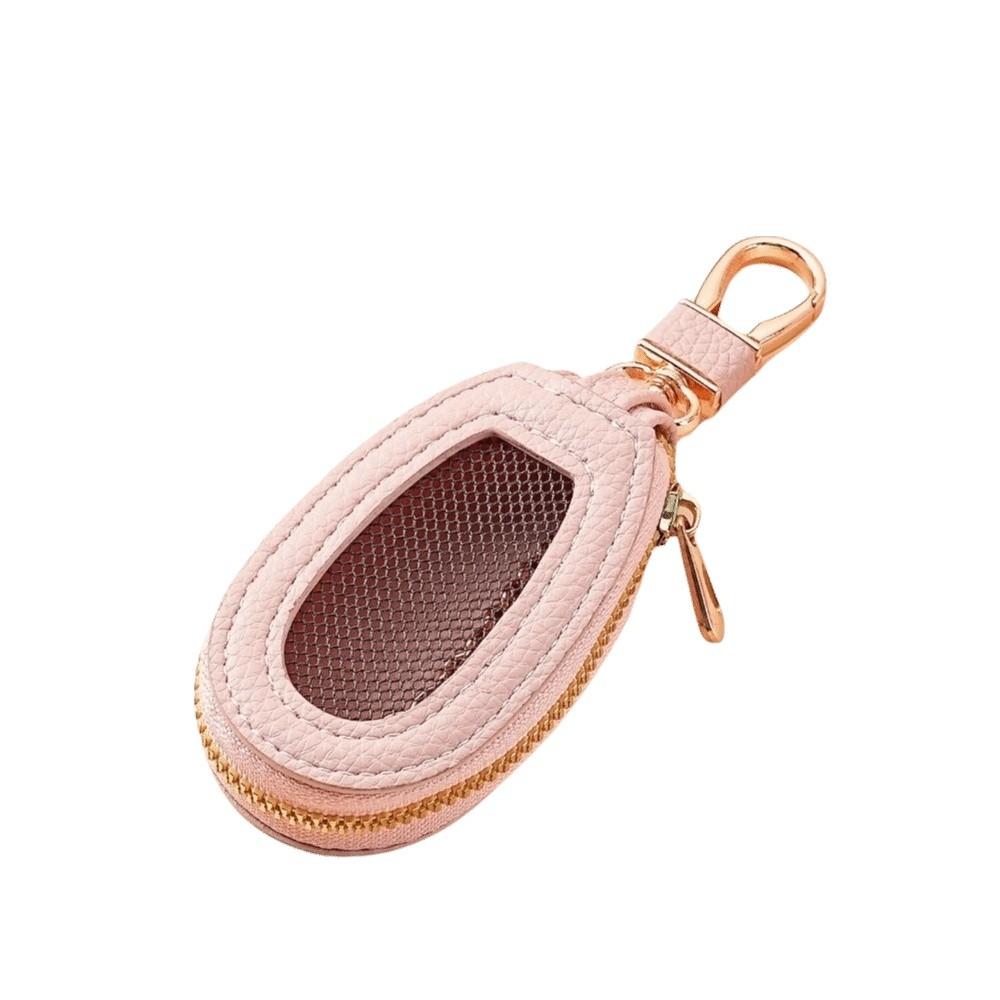 Многофункциональная сумка для автомобильного ключа на молнии Держатель для брелока Кожаный чехол для ключей Необходимая вещь в путешествии розовый
