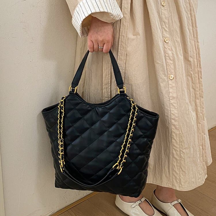 Borsa a tracolla da donna a rombi a catena, borsa a tracolla messenger