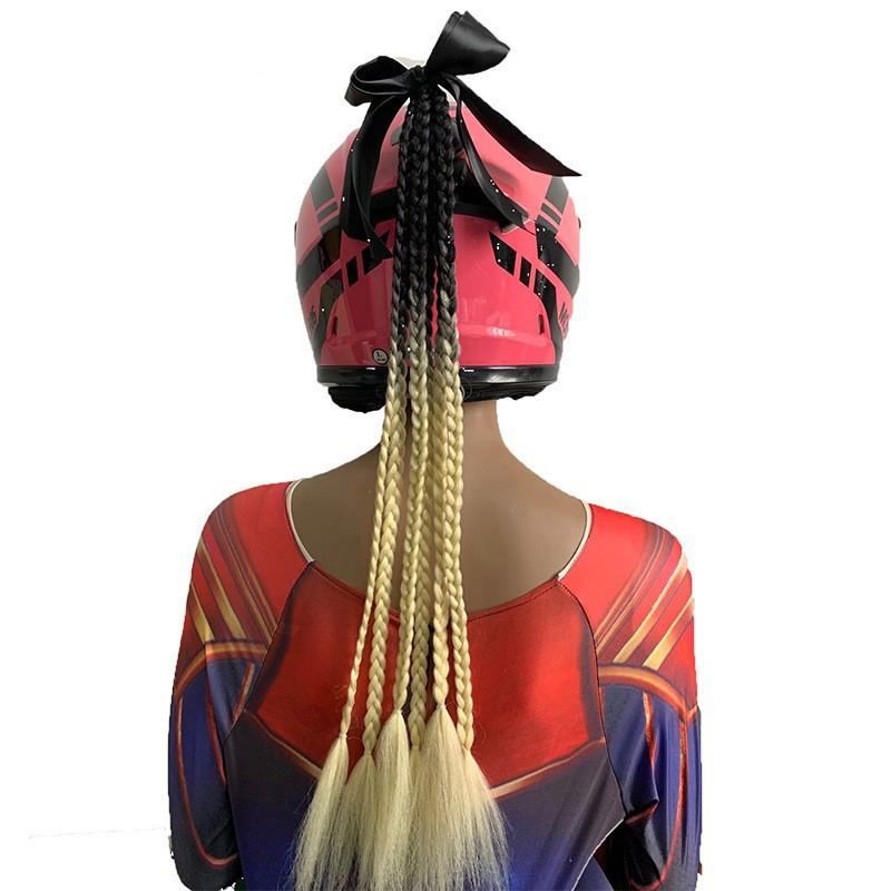 New Helmet Dirty Braids Motorcycle Woman Braids Wig Multicolor For Motorbike Helmets Decoration Punk Ponytail Headwear Universal