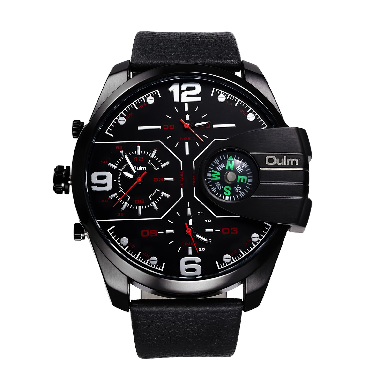 

Cool and handsome round wristwatch for analog quartz large perfect for outdoor or as a gift for anniversaries or birthdays Red men Multi-function,