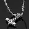 Titanium Steel Thor's Hammer Pendant Necklace - Viking Odin Design for Men and Women