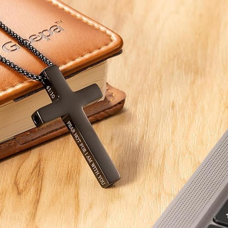 3pcs Adjustable Chain Pendant Necklace Stainless Steel Necklaces For Christian Faith And Mindfulness