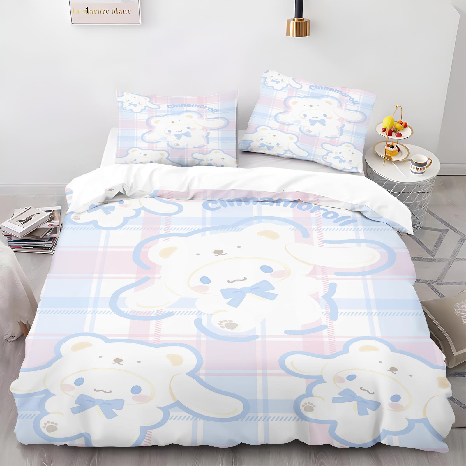 

Мультяшный пододеяльник Cinnamoroll Набор наволочек для дома Взрослая спальня Детское одеяло Постельное белье 90X200cm
