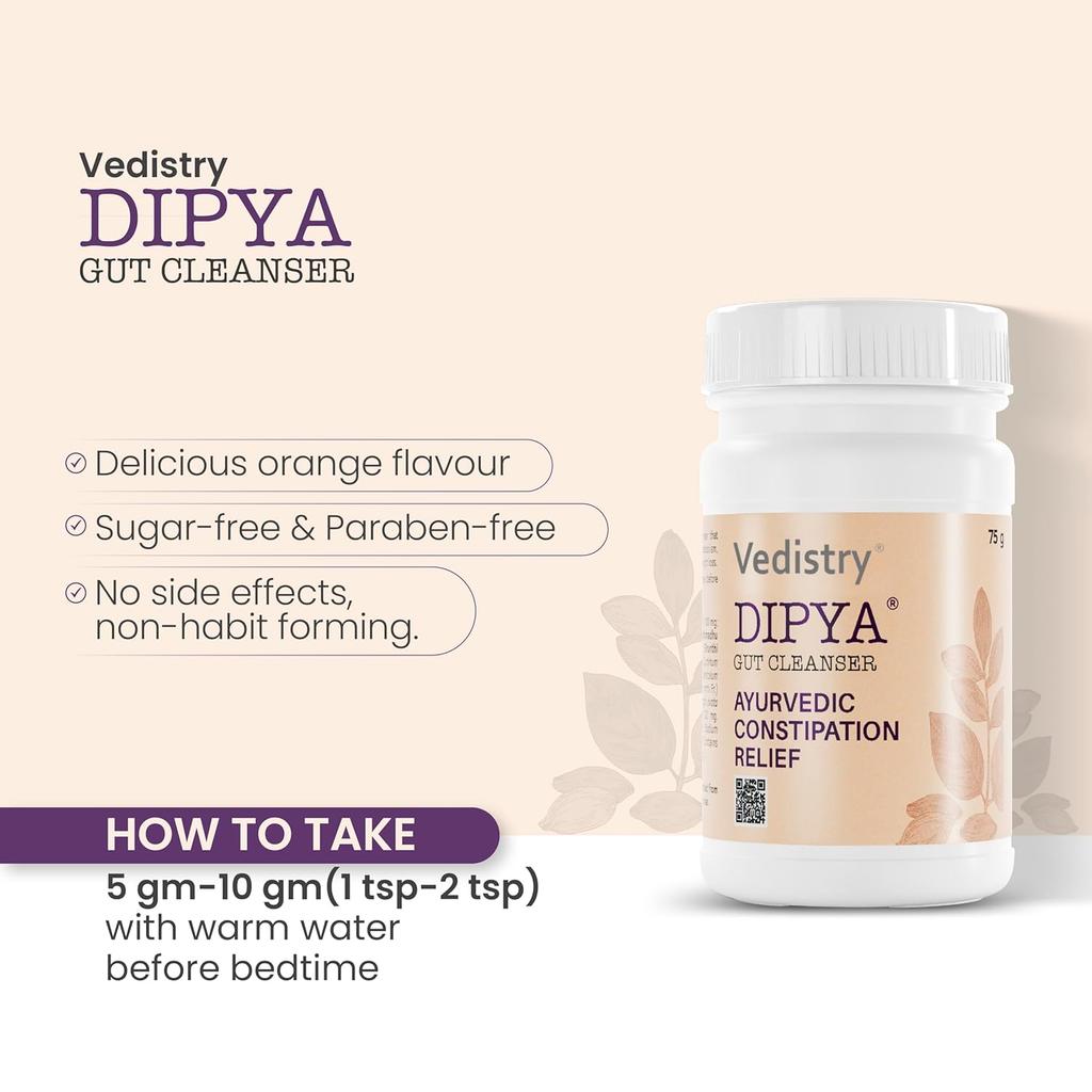 Dipya Ayurvedic Gut Cleanser 75 Gm X Pack of 2 | Natural Digestive Support for Bloating, Gas, Acidity & Daily Gut Health