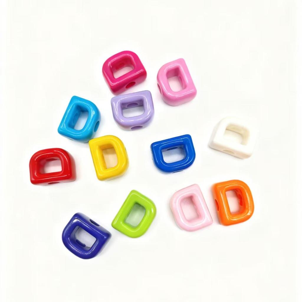 Colorful Acrylic Alphabet 'A' Beads for DIY Keychains & Charms