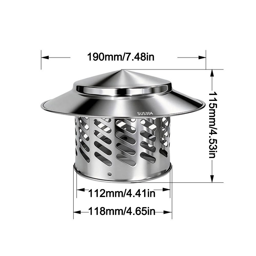 Durable 80/110/160/200mm Chimney Cap Stainles Steel Multifunctional Ventilation Ducts Roof Cover
