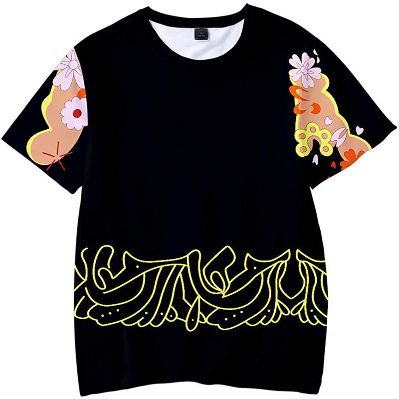 

Повседневная уличная футболка с короткими рукавами и рисунком из мультфильма для женщин и мужчин, летние футболки с круглым вырезом и 3D-принтом, спортивная свободная футболка 6XL